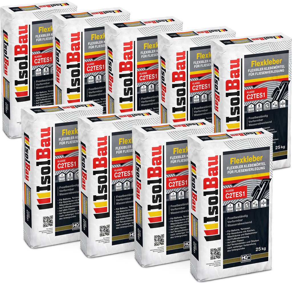 Isolbau C2TE S1 Flexkleber - Flexibler Klebemörtel für Fliesenverlegung - Frostsicher, Verformbar & Wasserabweisend, Flexmörtel Natursteinkleber...