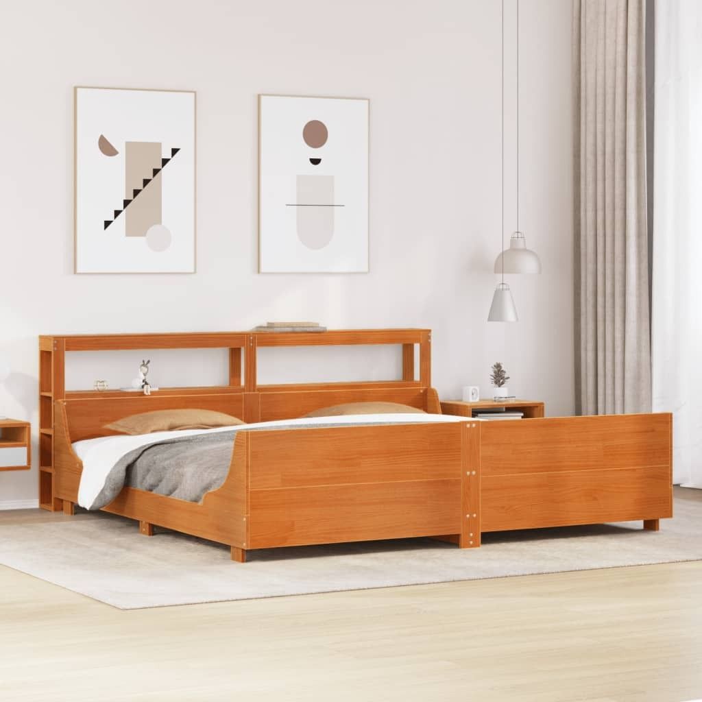 Maison Exclusive - Massivholzbett ohne Matratze Wachsbraun 180x200 Kiefernholz