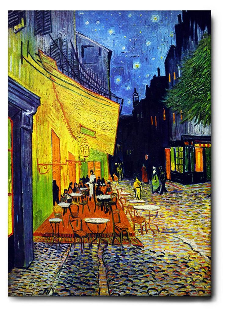 Giallobus - Terrasse eines Cafés in der Nacht - Vincent Van Gogh - 50L x 70W cm - Bild - Leinwand mit Standardrahmen