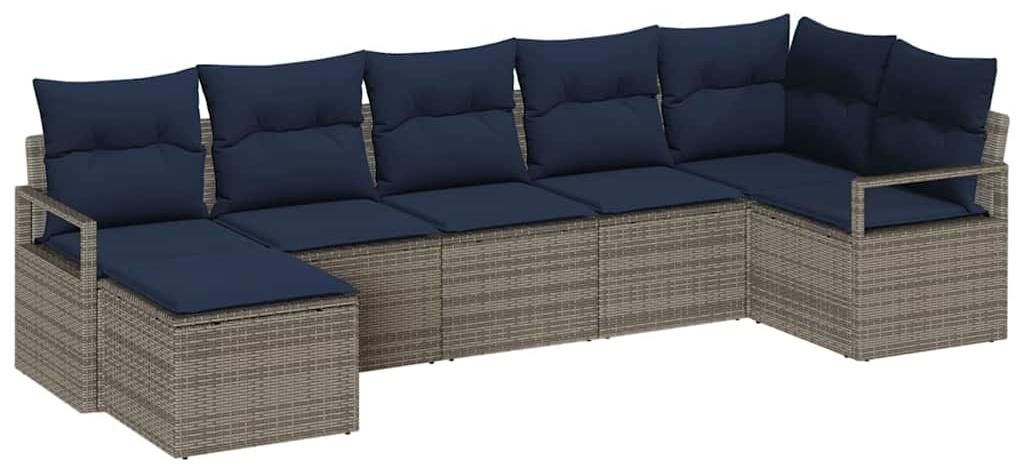 "im Sonderangebot" Sofa Set modern - CLORIS - Balkon-/Garten-/Lounge-Set Sofa - 7 pcs Grau Poly-Rattan - Gartenmöbelset design 2026 924307