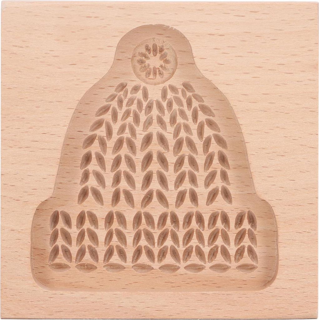 Geschnitzte hölzerne Keksausstechform Küche Lebkuchen Kekspresse Stempel Prägeform Weihnachtsmütze Form