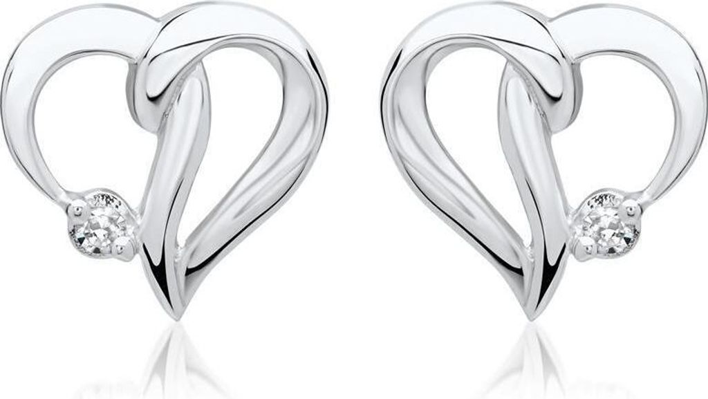 Ohrringe aus 585er Weißgold mit 2 Diamanten 0,0146 ct.