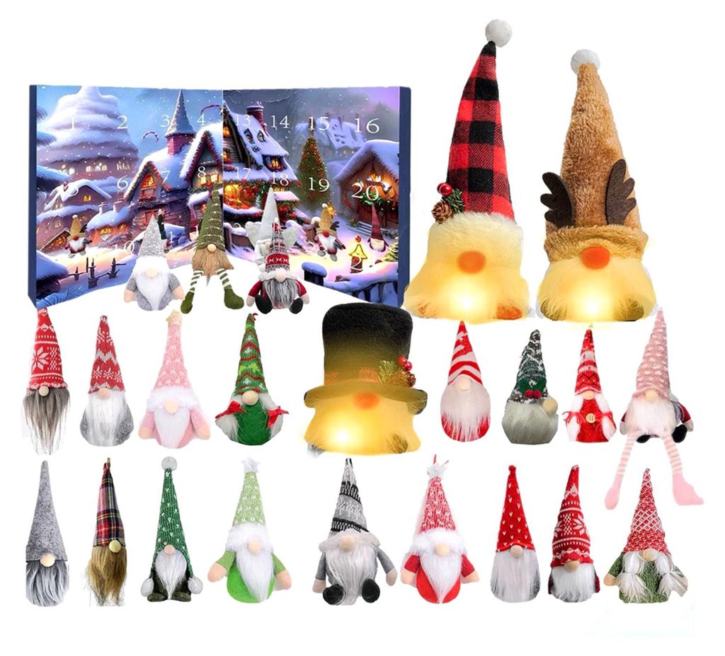 Wichtel-Adventskalender 2025: 24-tägiger Weihnachtskalender mit 24 Sammelfiguren und leuchtenden Wichtel-Ornamenten für die Heimdekoration