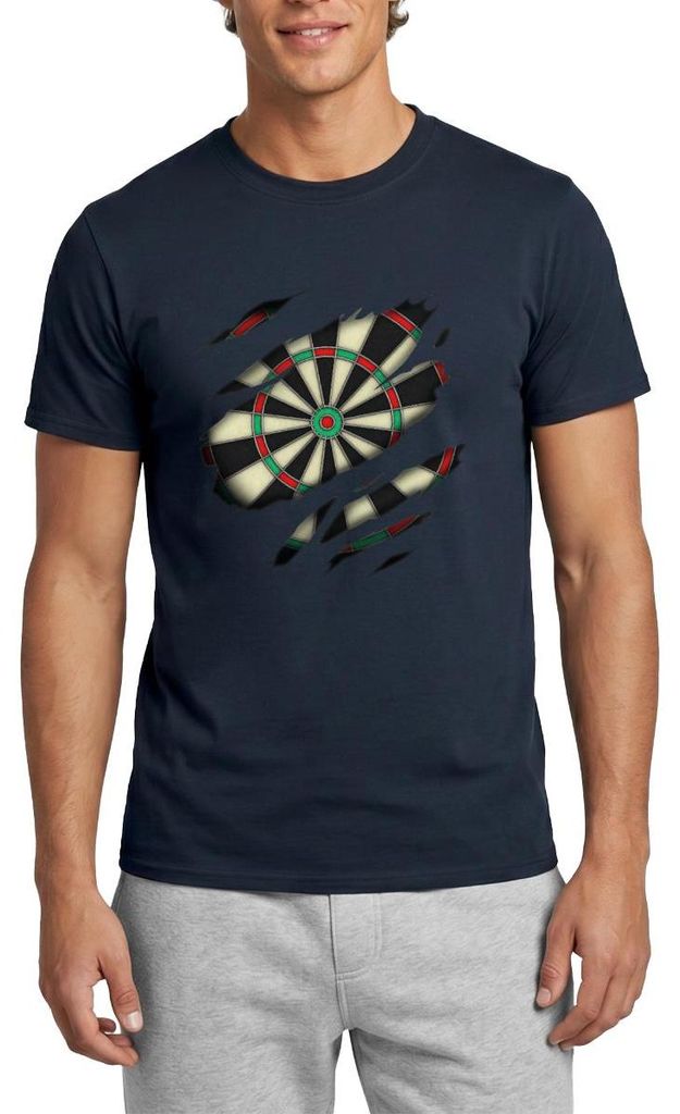 Spreadshirt Darts Lives In Me Ripped Design Dartboard Dart Fan Gift Männer T-Shirt, 3XL, Navy