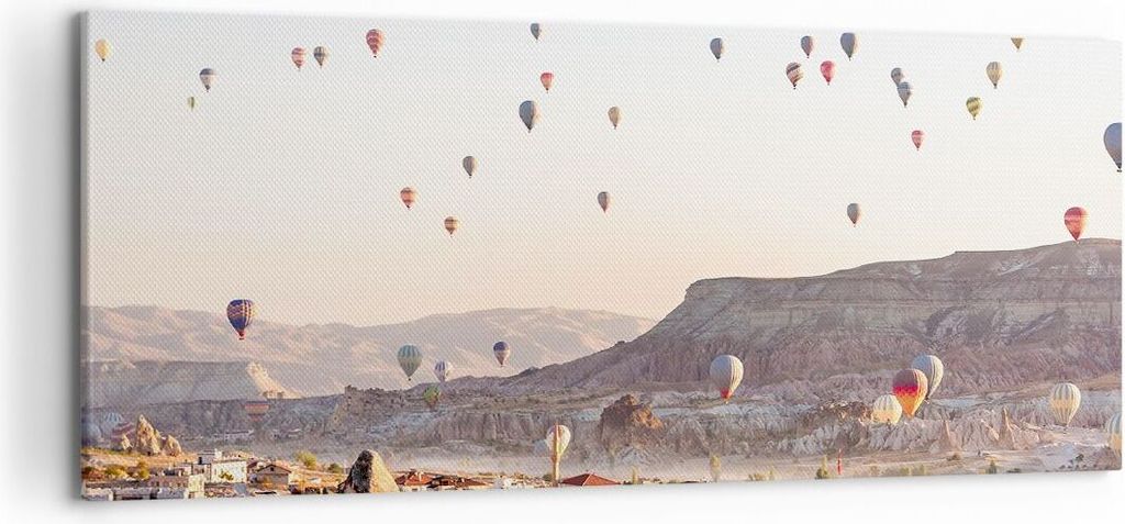 Bild auf Leinwand - Leinwandbild - Berge Ballon Flug - 120x50cm - Wand Bild - Wanddeko - Wandbilder - Leinwanddruck - Bilder - Kunstdruck - Wanddek...