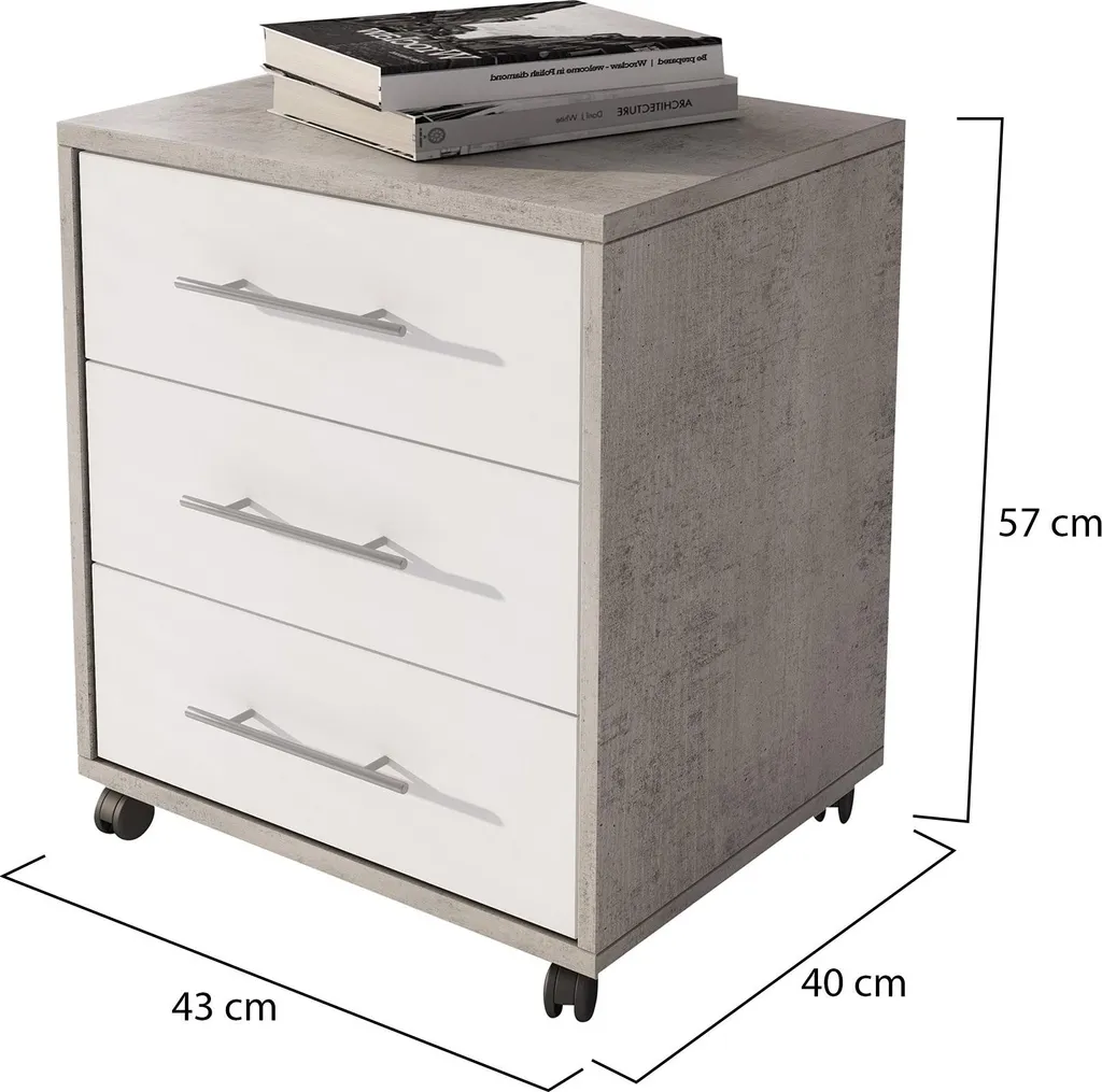 Gagnez de la Place avec la Commode Pisano 3 Tiroirs Gris Ciment