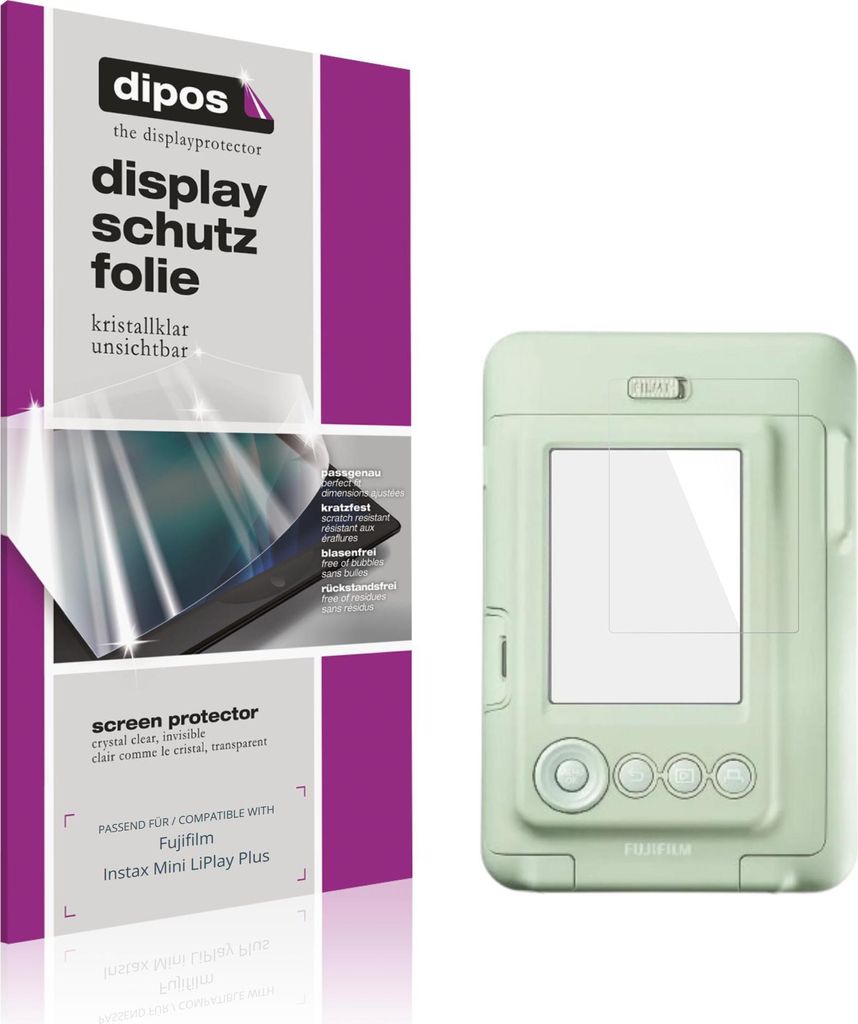 4x Schutzfolie für Fujifilm Instax Mini LiPlay Plus klar Displayschutzfolie Folie Display Schutz dipos