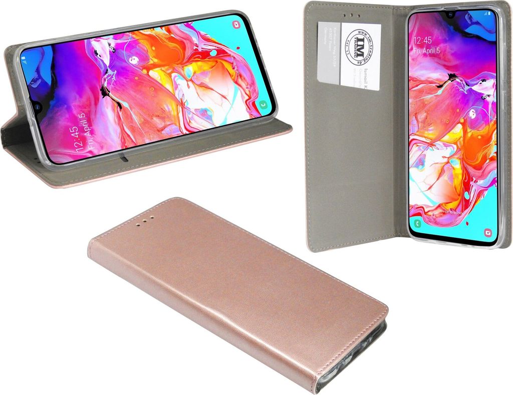 cofi1453 Buch Tasche "Smart" kompatibel mit SAMSUNG GALAXY A70 (A705F) Handy Hülle Etui Brieftasche Schutzhülle mit Standfunktion, Kartenfach Rose