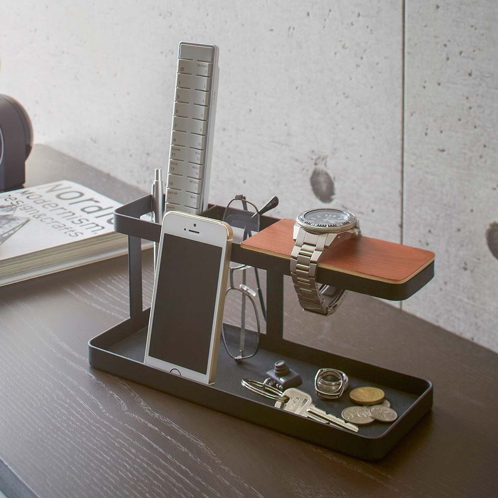 Yamazaki Desk Organizer für Handy Telefon Fernbedienung Uhren Stifte schwarz 02300