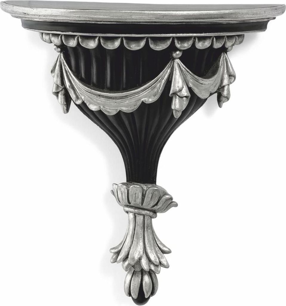 Casa Padrino Luxus Barock Wandkonsole Antik Silber / Schwarz H. 38 cm - Italy
