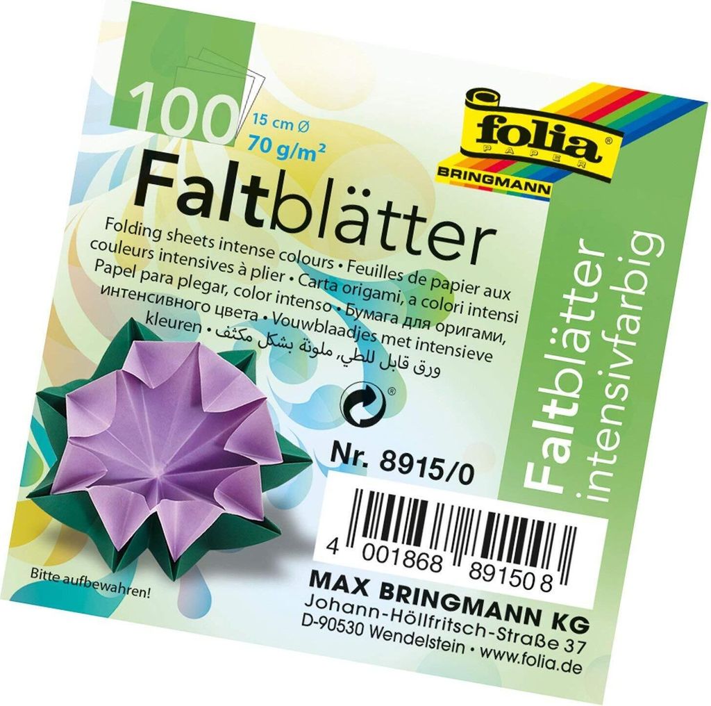 Folia Paper - Origami Pap Folia 70gr Rnd 15cm 100 Blatt Assorti KL | Pack von 100 Blättern