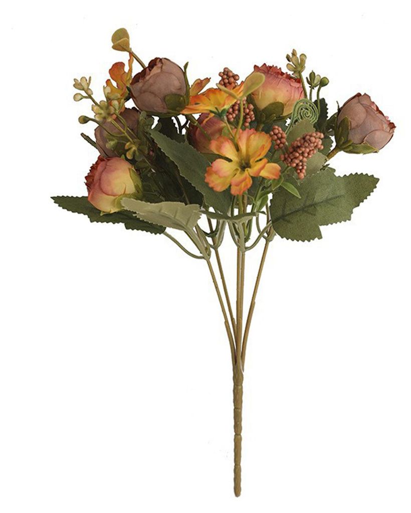 Künstliche Blumen, täuschend echt aussehende Seidenblumenarrangements, gemischter Strauß aus künstlichen Rosen und Hortensien mit Stiel für Ho...