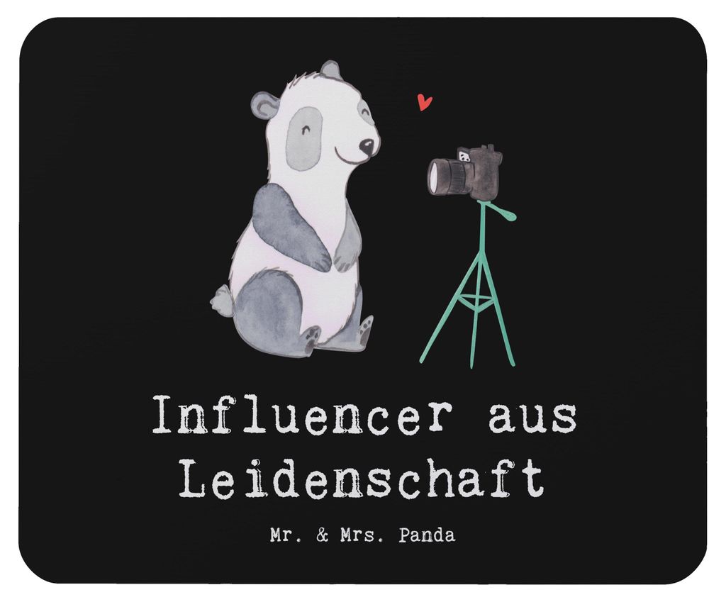 Mr. & Mrs. Panda Mouse Pad Influencer Leidenschaft - Schwarz - Geschenk, laptop mousepad, pc mausunterlage, mousematte, Mauspad