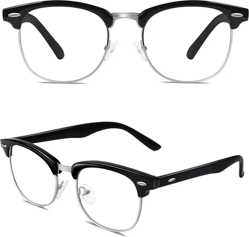 Occhiali Nerd Mezza Montatura Corno Anni '50 - Look Retrò Vintage