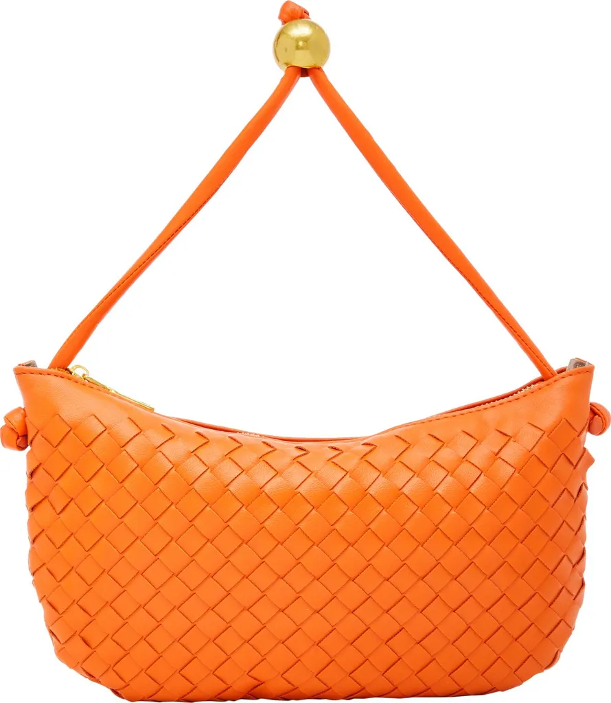 Sac bandoulière orange femme SIDONA avec sangle réglable et zips dorés