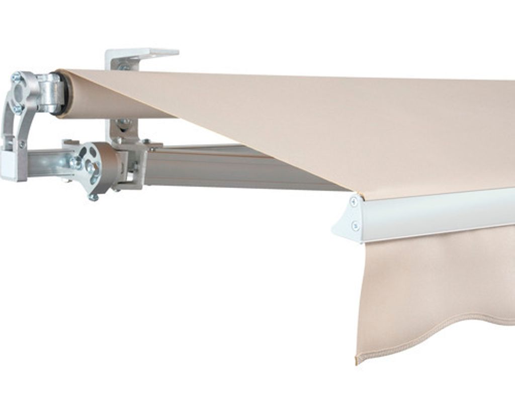 SOLUNA Gelenkarmmarkise Concept 3x2 Stoff Dessin 8902 Gestell Silber E6EV1 eloxiert Antrieb links inkl. Motor und Wandsc