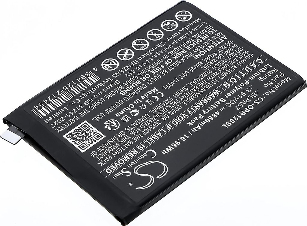 Akku passend für OPPO Reno 12 Pro, Li-Polymer, 3,91V, 5000mAh, 19,55Wh