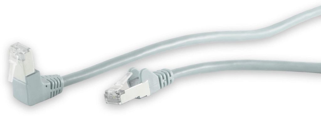 S/FTP CAT6 Gigabit Netzwerkkabel rechtwinklig/gerade / grau - 0,25 Meter