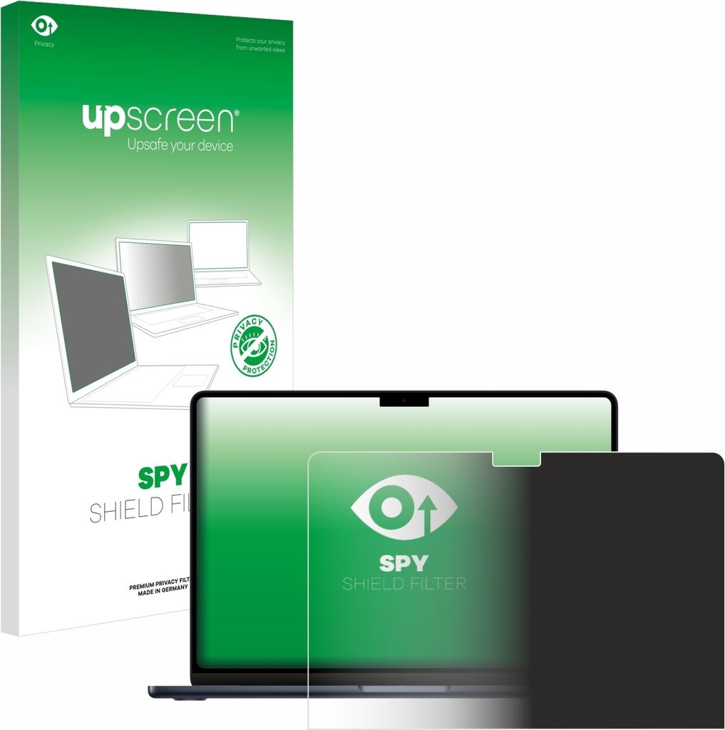 upscreen Blickschutzfilter für Apple MacBook Air 13" M3 2024 / M2 2022 Anti-Spy Privacy Filter Sichtschutz Blaulicht-Schutz