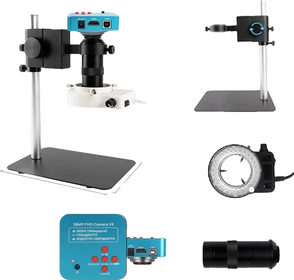 Microscope Numérique 38 MP Écran HDMI/USB - Zoom 130x avec Éclairage LED
