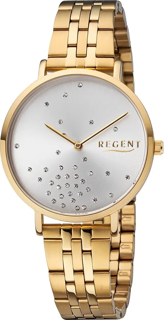 Regent orologio da donna in acciaio inox BA-596 orologio da polso pietre scintillanti oro tempo di fioritura D2URBA596