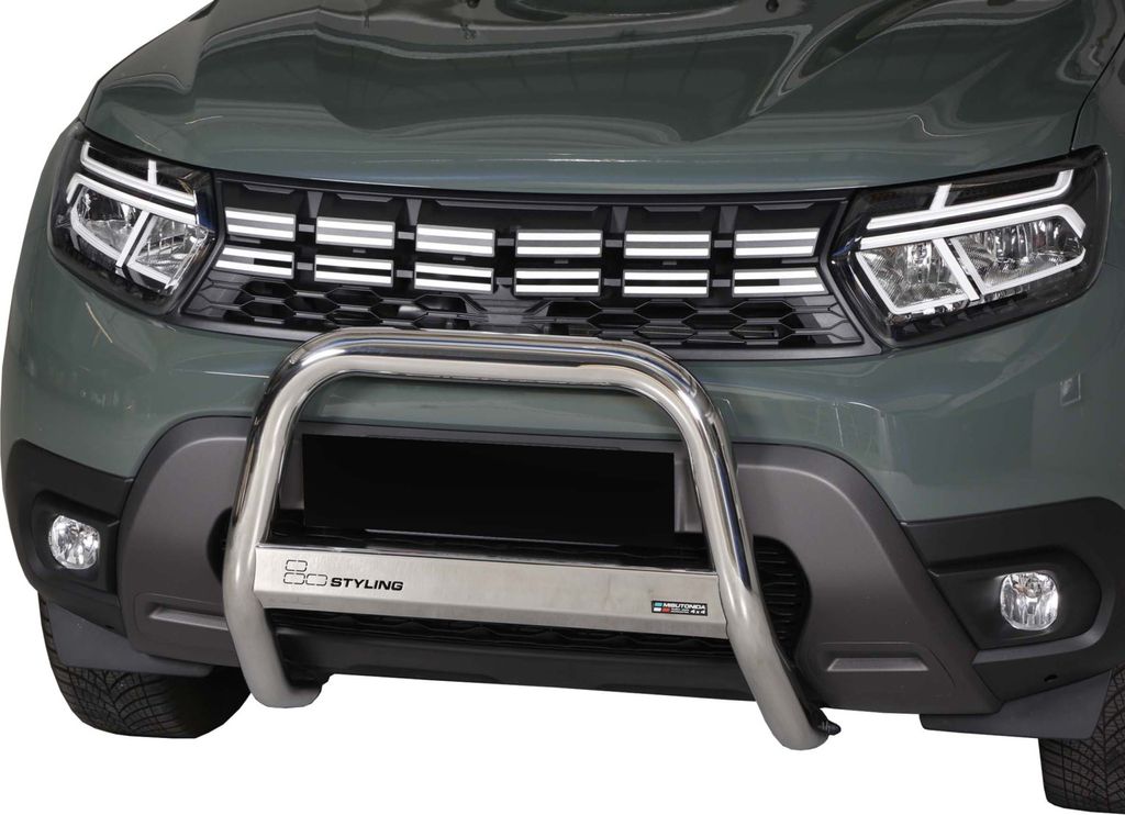 J&J AUTOMOTIVE | Ladekantenschutz Stoßstange Schweller Für Dacia Duster 2021-2023 Facelift Ø 63mm Schwarz, Edelstahl Chrom, Auf Stoßfänger, Hi...