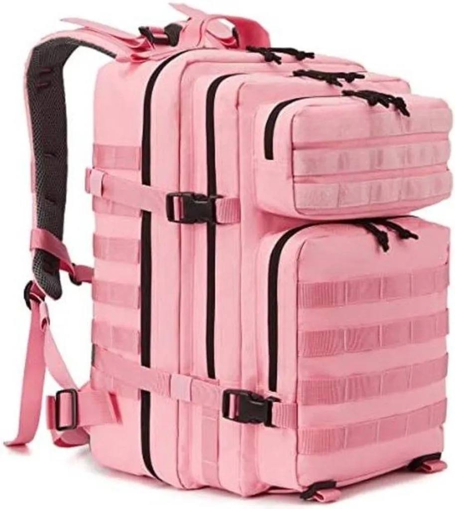 Sac à dos tactique rose 45L de 45x33x29 cm pour randonnée et fitness