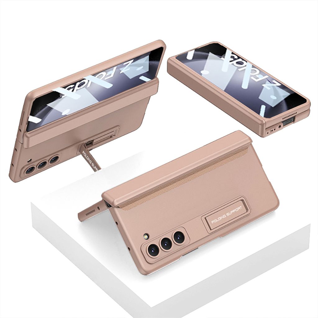 Hülle für Samsung Galaxy Z Fold 5 Magnetische Scharnierschutz All Inclusive Schutzhülle mit Displayschutz und Ständer Gold