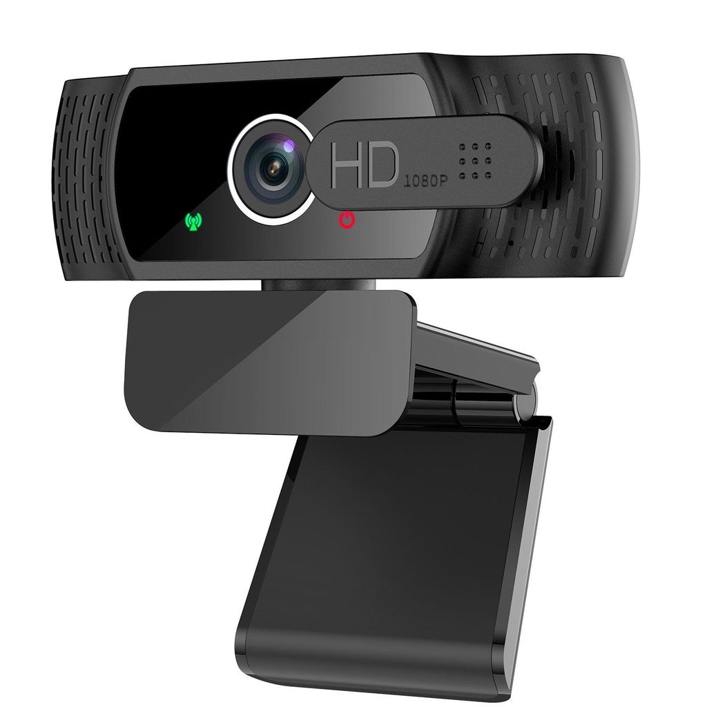 Full HD 1080P Webcam mit Mikrofon, Automatische Lichtkorrektur, USB PC Webcam mit Abdeckung, 110° Weitwinkel, für PC, Laptop, Computer, Linux, Mac