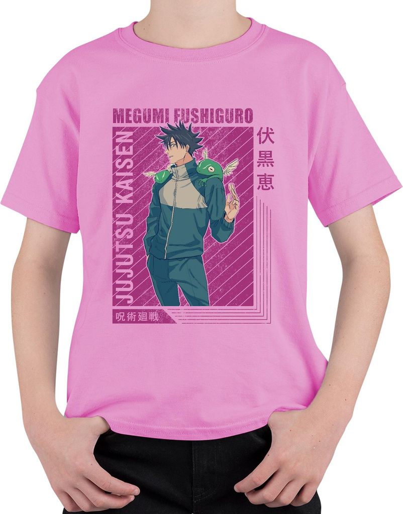 Megumi Fushiguro Jujutsu Kaisen Shikigami Anime Geschenk Retro Uni Kinder T-Shirt, Pink, 152