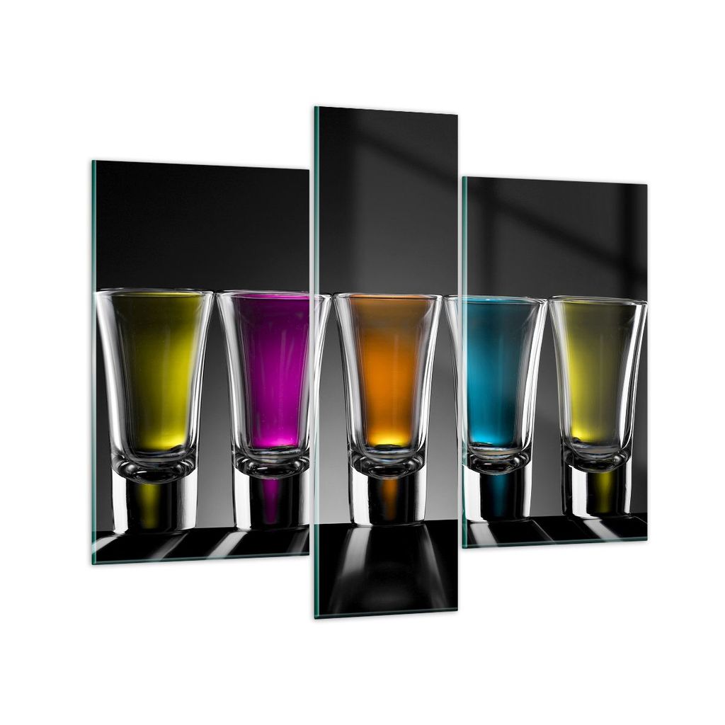 Bilder auf glas - Gläser Alkohol trinken Saft - 95x80cm - Glasbilder - Wandbilder - Kunstdruck - zum Aufhängen bereit - Wanddekoration aus Glas -...