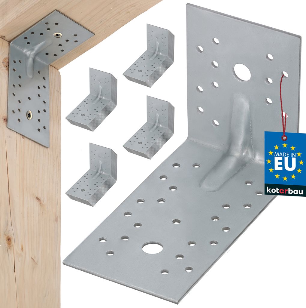 KOTARBAU® 50er Set Winkelverbinder Stahl Silber 100 x 150 x Produktbild 
