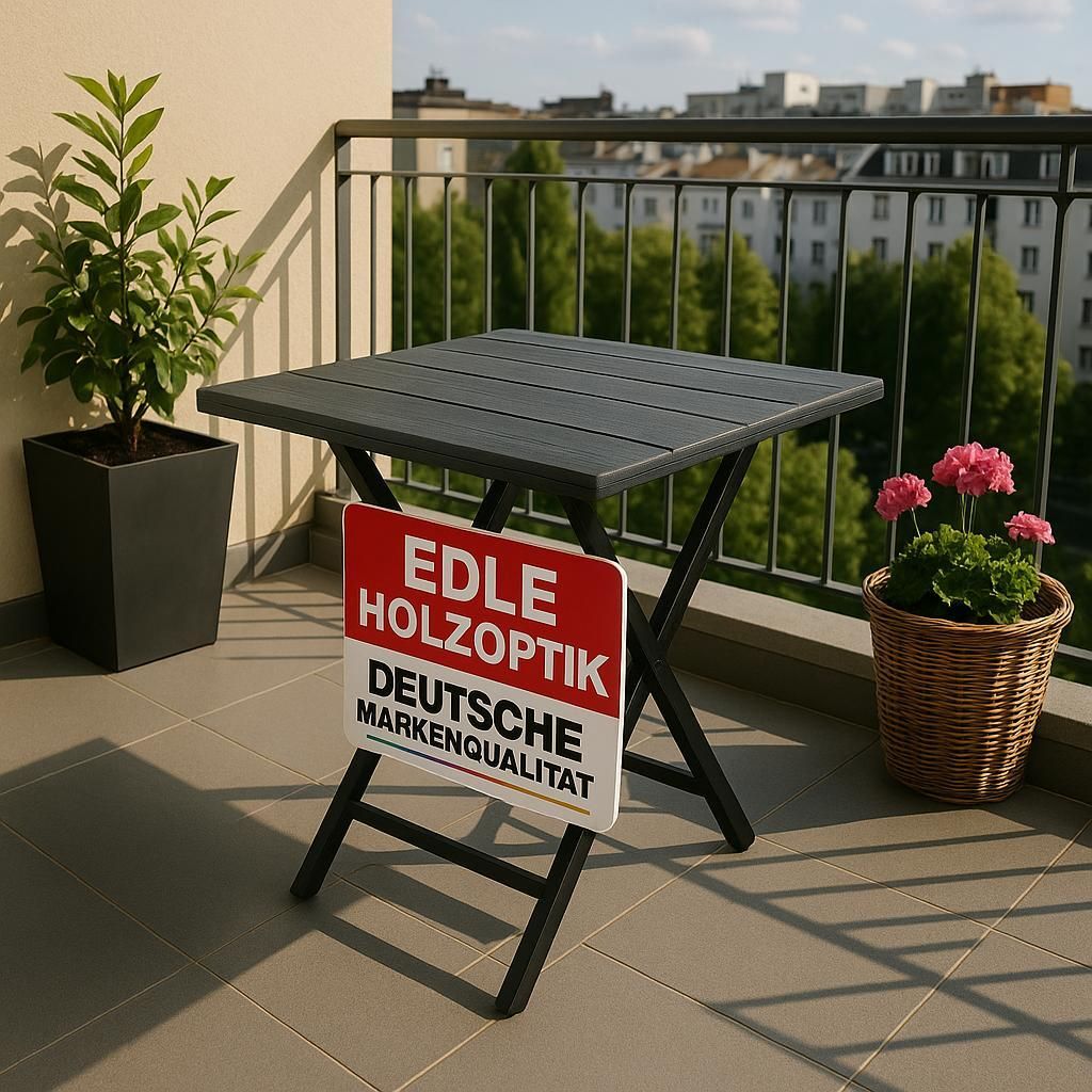 ONBEST Balkontisch klappbar | Schwarz | 56,5 x 62 cm | Produktbild