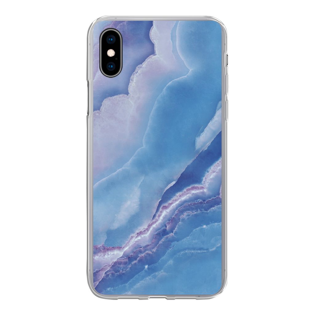 MuchoWow Handyhülle Schutzhülle Hülle für iPhone Xs Natursteine - Lila - Mineralien Silikon Softcase Handy Hülle - Handytasche