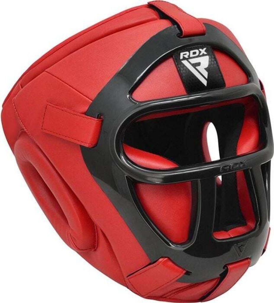 RDX Sports T1 Kopfschutz mit abnehmbarem Gesichtskäfig - Klein – Farbe: Rot