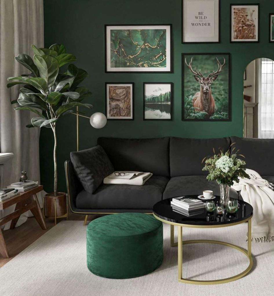 Runder Couchtisch CIRI mit Hocker Gold Matt