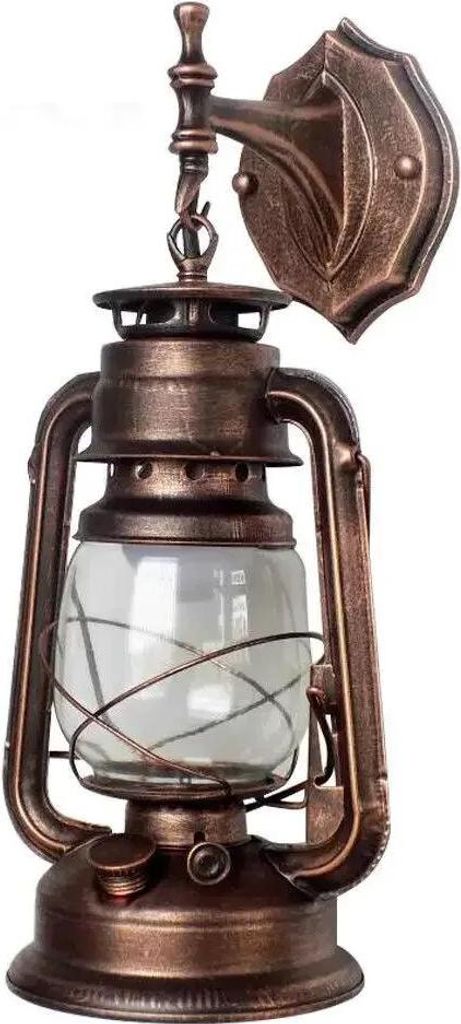 Außen Wandleuchte - Vintage Laternenlampe - E27 Fassung - Metall und Kunststoff - Klassischer Retro Stil - 18x18x38 cm - Braun Messing