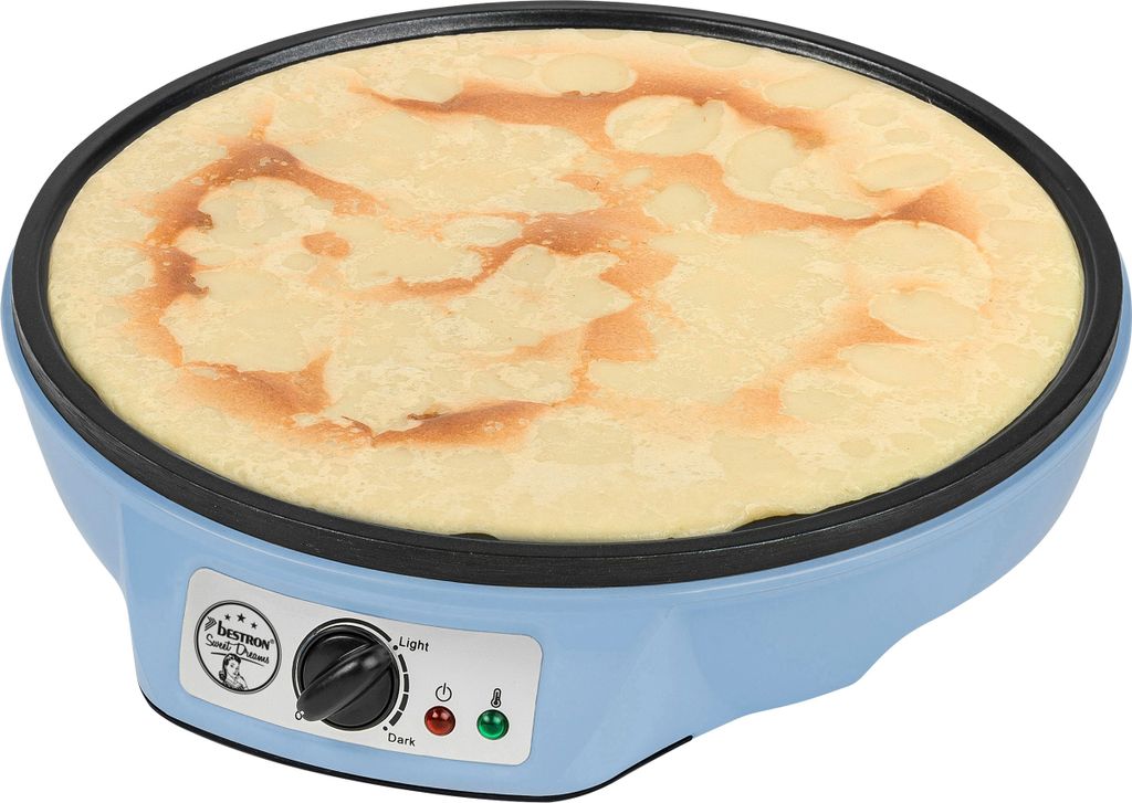 Bestron Crêpes Maker im Retro Design, für Crepes mit Ø 30 cm, inkl. Teigverteiler & Crêpes-Wender, mit Antihaftbeschichtung, 1000 Watt, Farbe: ...