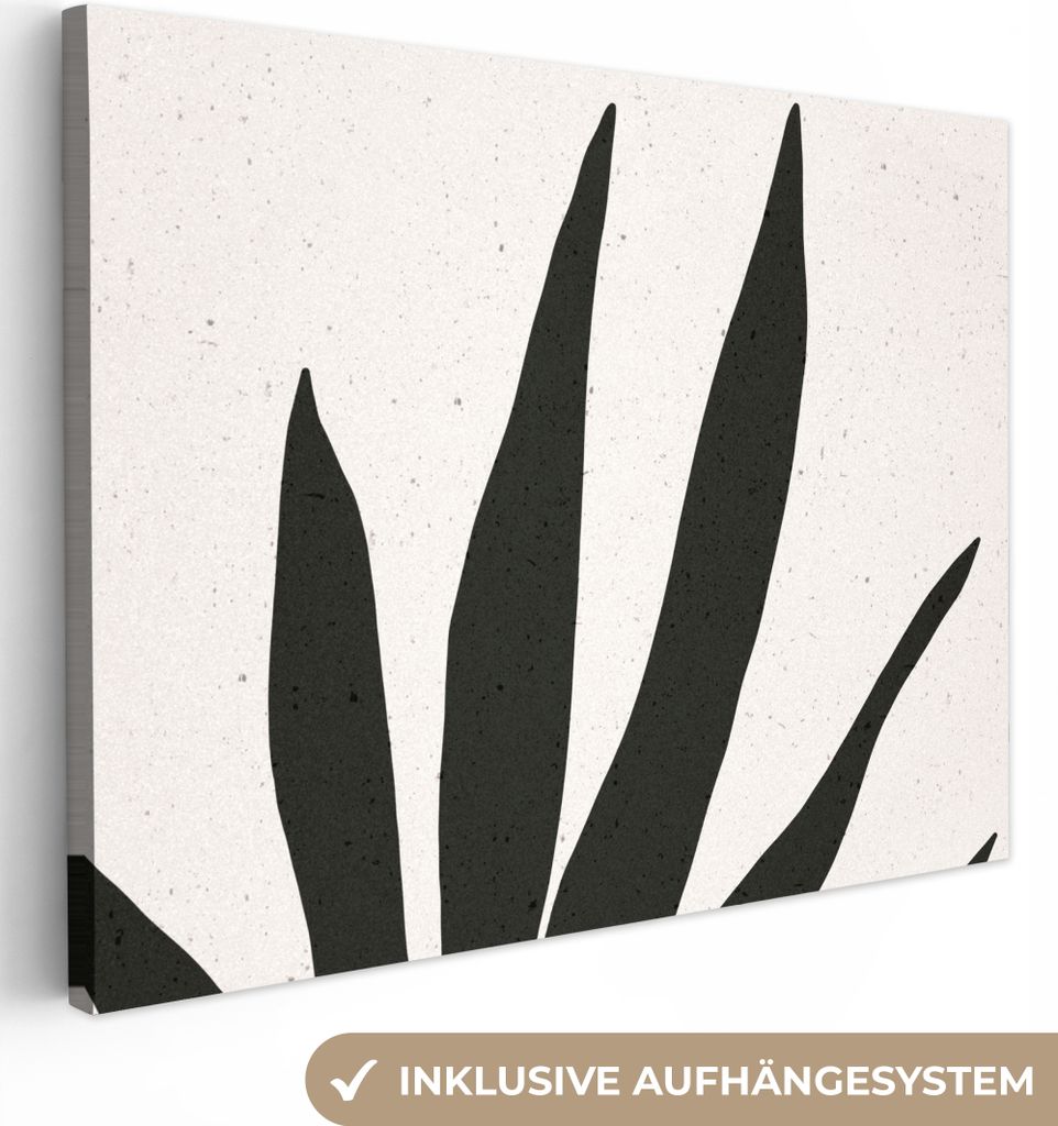 MuchoWow - Leinwandbilder - Blatt - Pflanze - Minimalismus, Wandbild, Wanddeko Bilder Wohnzimmer, 120x90 cm
