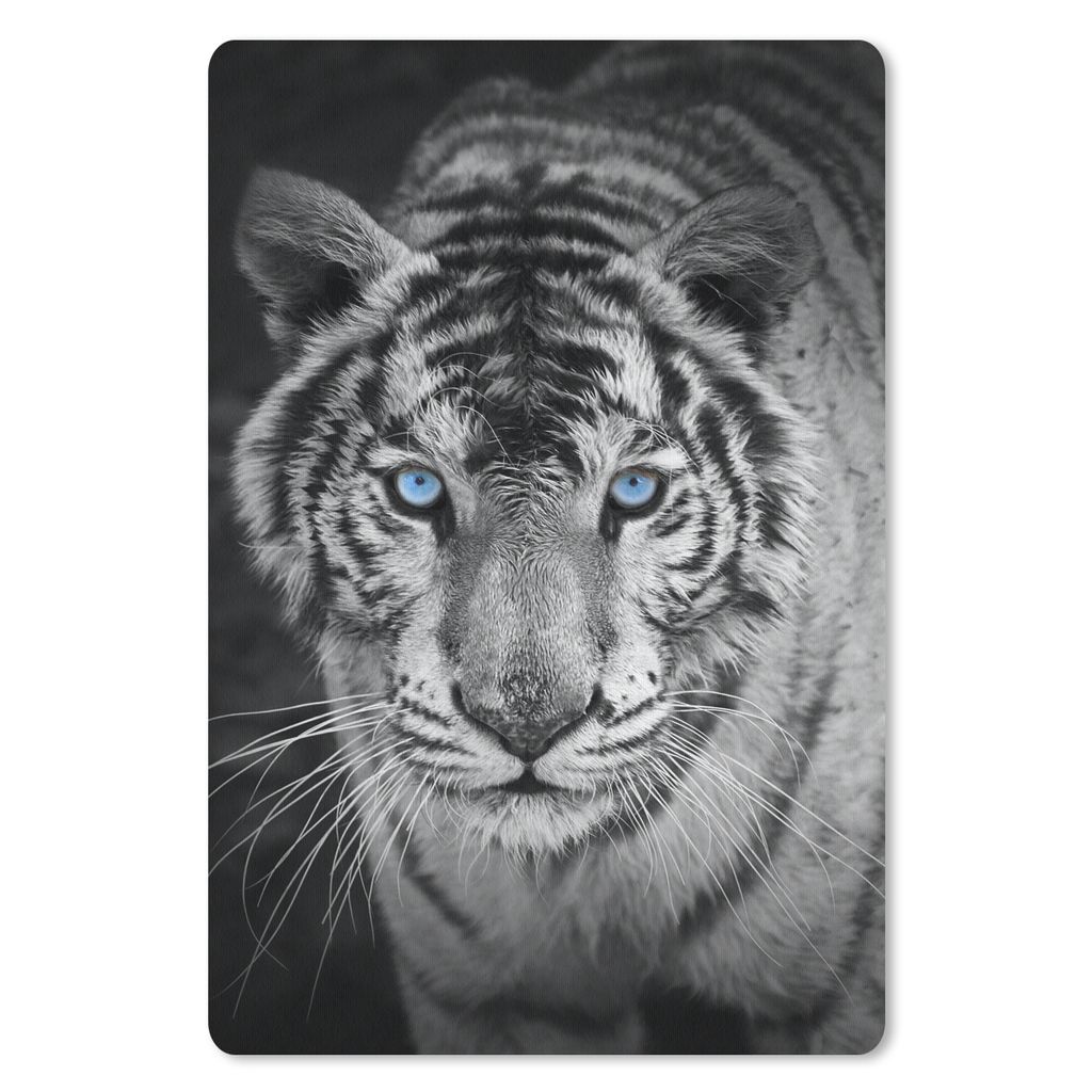 MuchoWow Mauspad Mousepad Tiere - Tiger - Schwarz und weiß - Augen - Blau 18x27 cm - Mousepads - Maus Mat - Pad - Mausunterlage