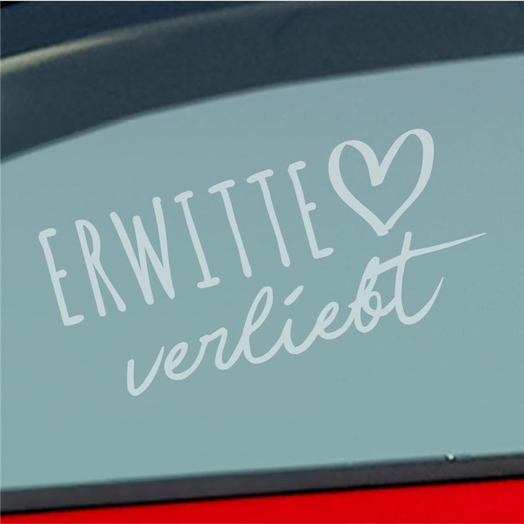 Auto Aufkleber Erwitte verliebt Herz Stadt Heimat Liebe Car 19x9 cm Milchglas Sticker Heckscheibenaufkleber