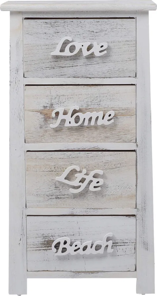 Rebecca Mobili Commode Vintage en Bois Blanc avec 4 Tiroirs de Rangement