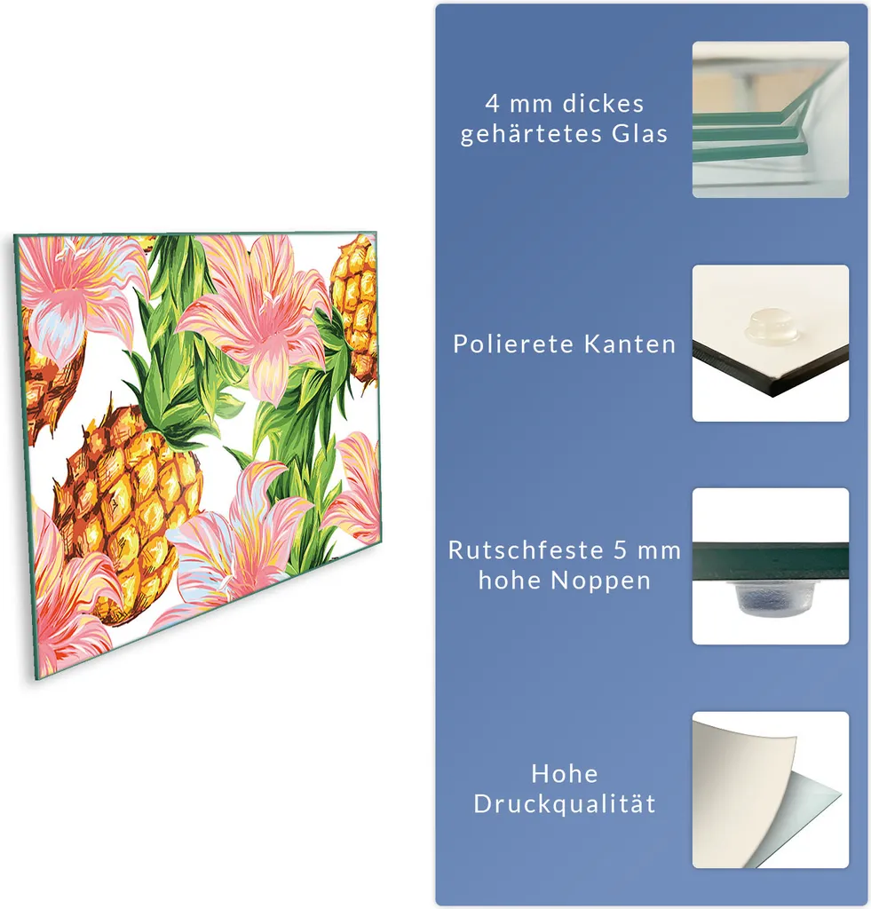 Paraschizzi Vetro 80x52 Fiori Colorati - Protezione Piano Cottura - 8