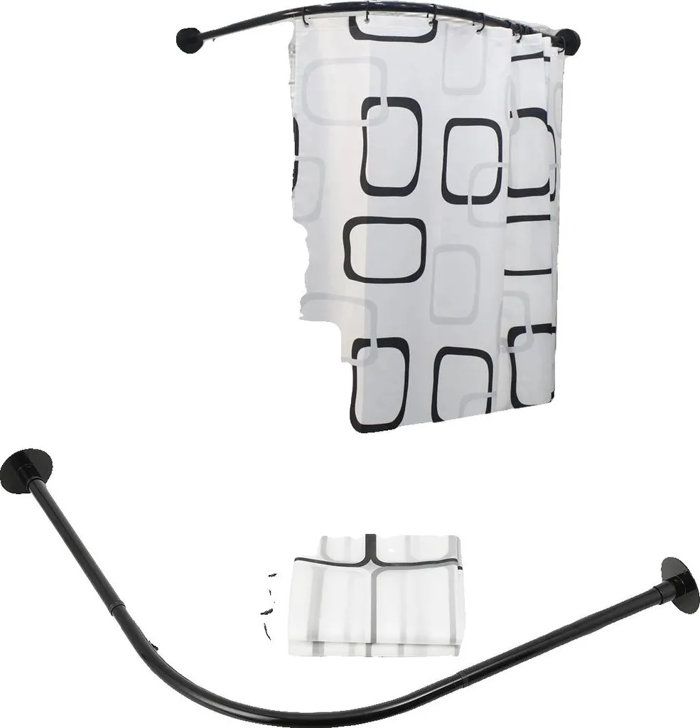 Tringle à rideau de douche inox 20kg, forme L, installation facile