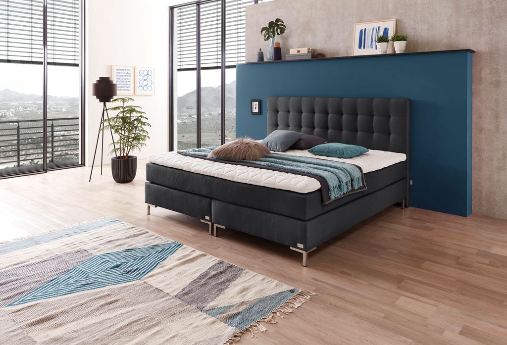 Boxspringbett WELCON ROCKSTAR 140x200 cm Härtegrad H4 schwarz