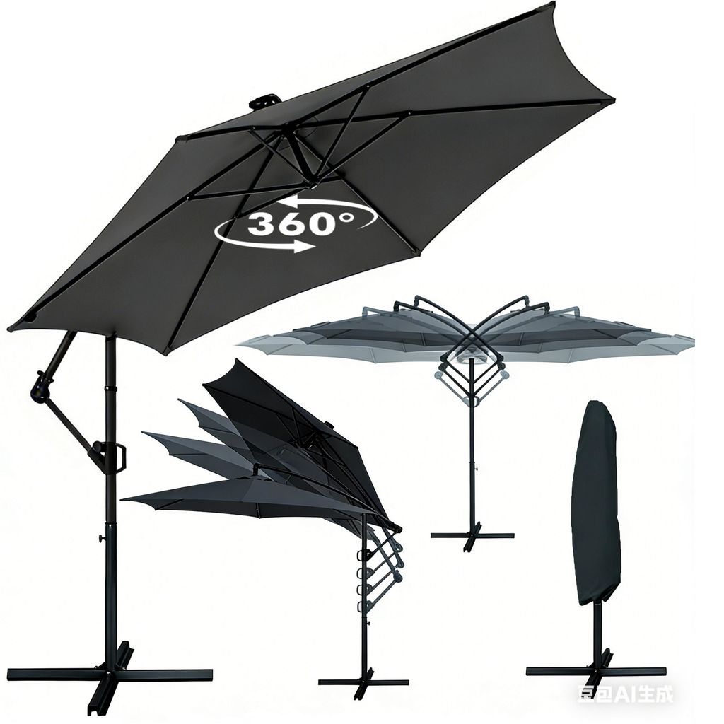 Deuline® Alu 360° drehbare Ampelschirm Ø300cm Sonnenschirm Produktbild 