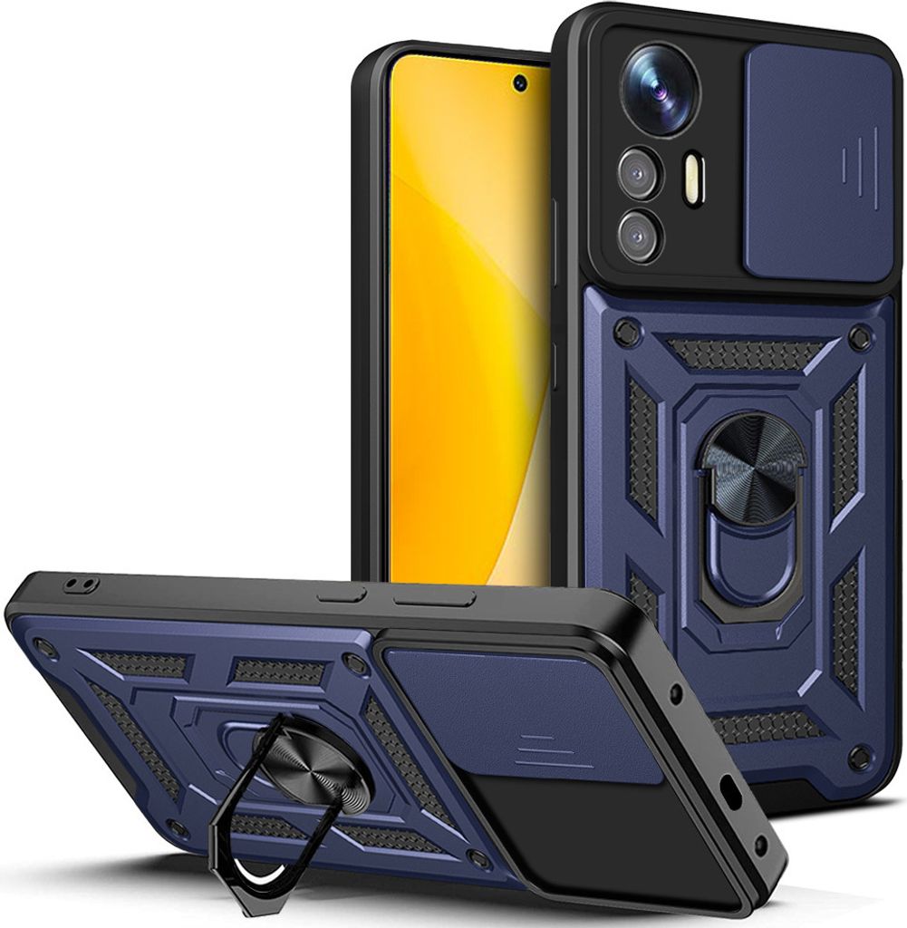 Xiaomi 12 Lite Hülle mit Ring Ständer Halter Dia Kameraschutz TPU PC Schutzhülle für Xiaomi 12 Lite Blau