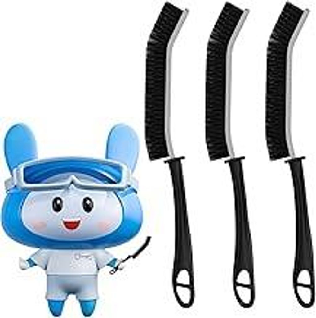 Hartborsten Fugenbürste Bad & Fliesen - Ergonomische Reinigungsbürste mit 15° Schmaler Bürstenkopf für Ecken, Ritzen, WC (3, Schwarz)