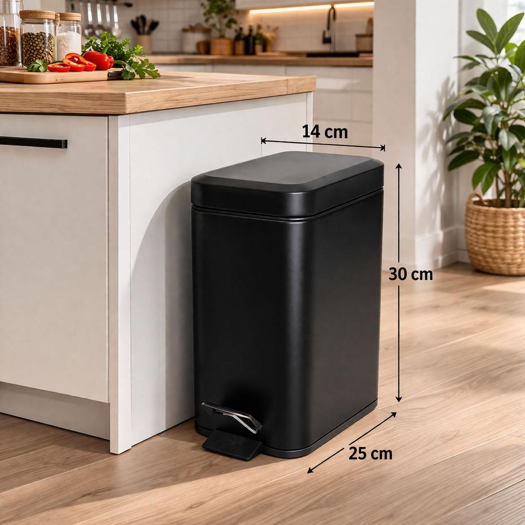 Metall Mülleimer Treteimer Abfalleimer Kosmetikeimer Pedal 5L