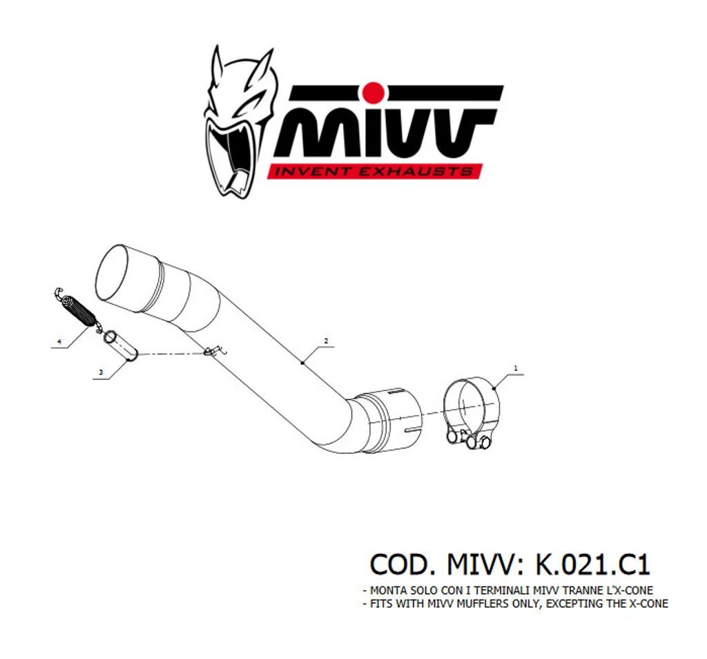 Tube de Liaison Sport Mivv Inox pour Suppression de Catalyseur Moto